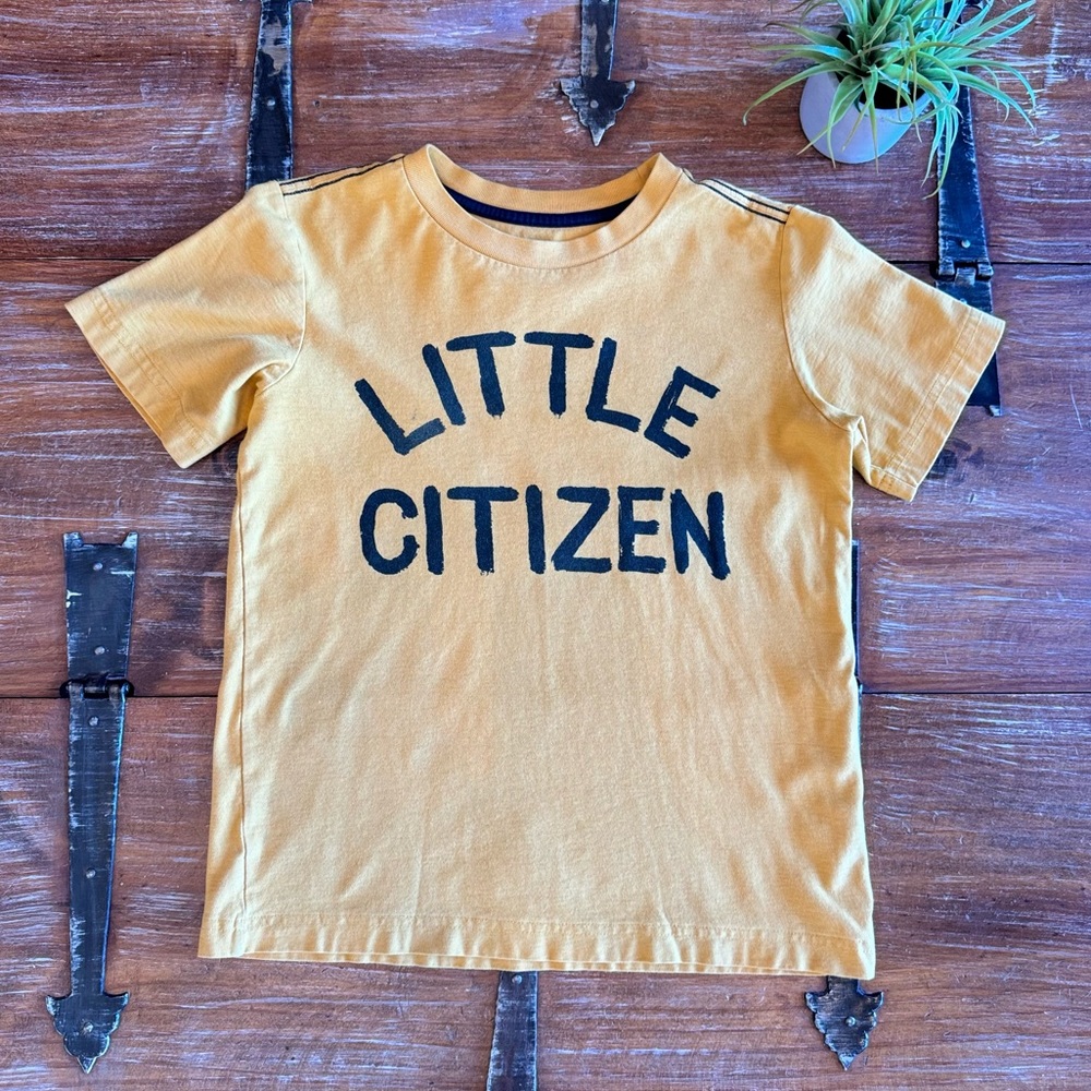 Tea Collection Mustard Yellow "Little Citizen" Graphic Tee